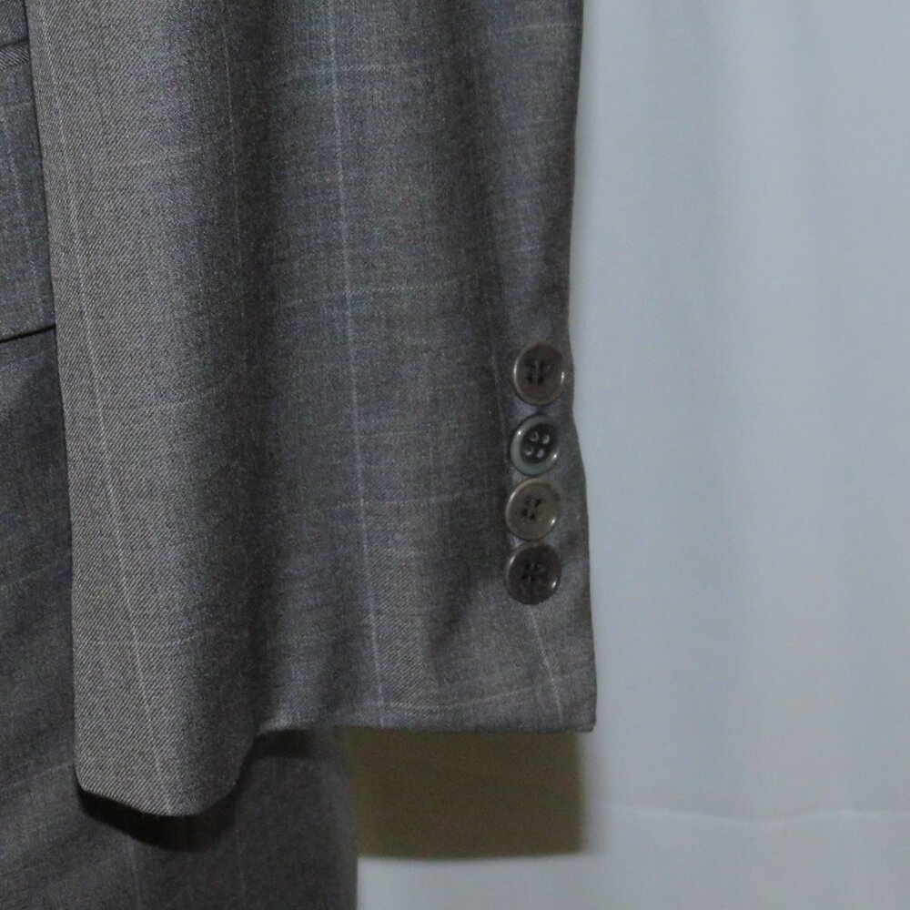 St. Saint Andrews Super 160 Gray Windowpane Plaid Two Button Suit 44R - Picture 11 of 16